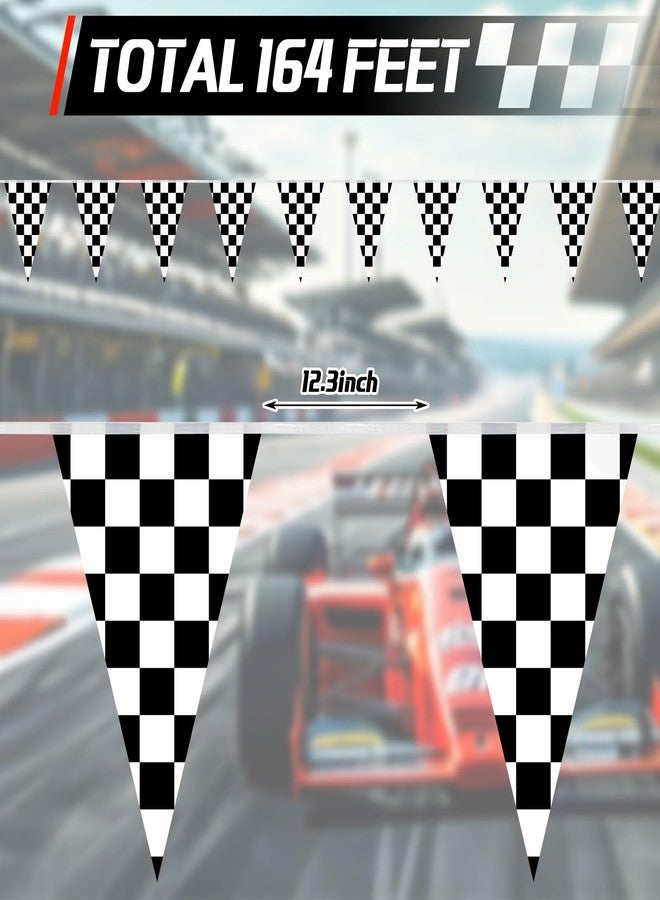 MARFOREVER 164 Ft Black and White Checkered Flag Banner, 80 Pcs Racing Flags Race Car Pennant Banner Flag Monster Truck Birthday Party Decorations for Outdoor Indoor Decorations, 17.7 x 11.8 inches - Image 4